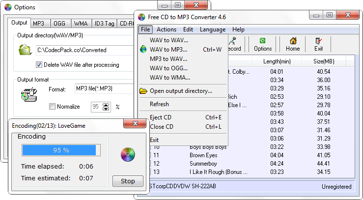 Free CD to MP3 Converter Screenshot