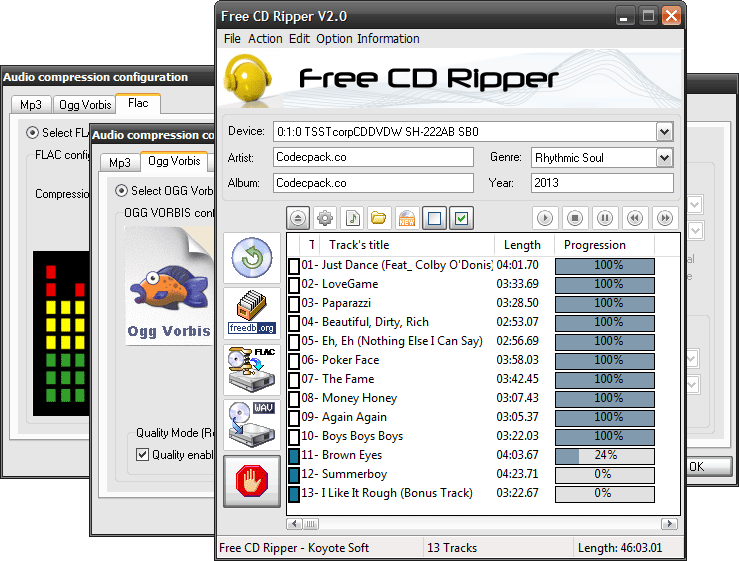 KoyoteSoft Free CD Ripper Screenshot