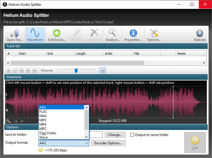 Helium Audio Splitter Screenshot
