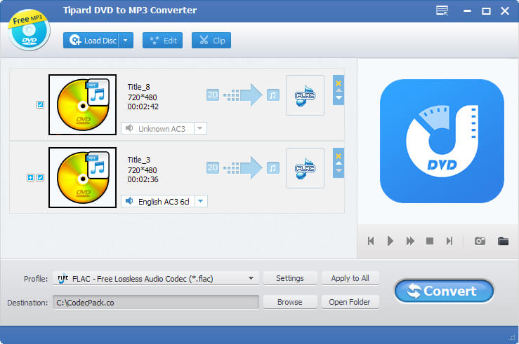 Tipard DVD to MP3 Converter Screenshot