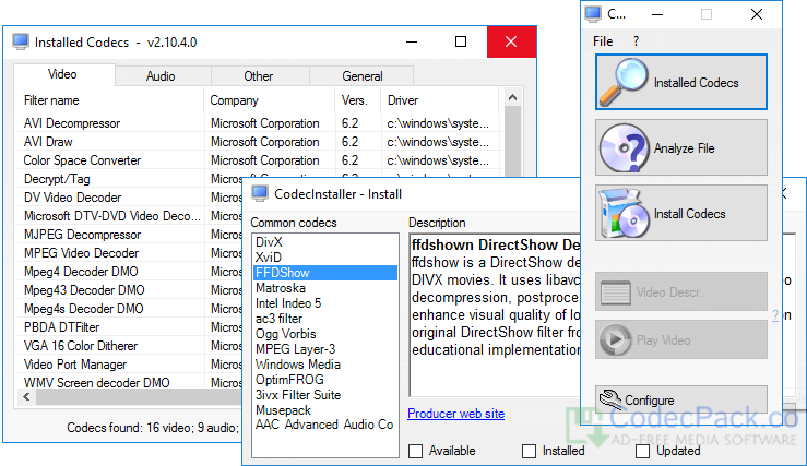 CodecInstaller Portable Screenshot