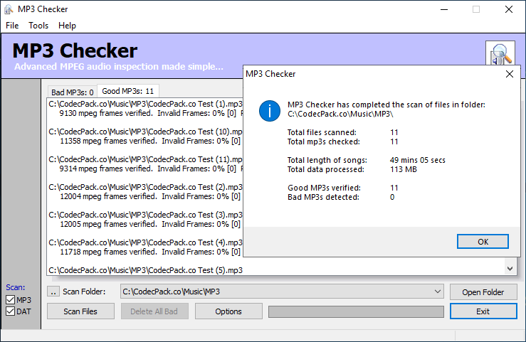 MP3 Checker Screenshot