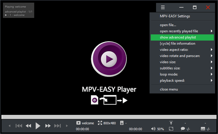 MPV-EASY Player Screenshot